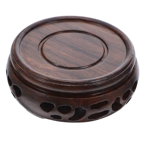 Wooden Display Stand Small round Vase Riser Pedestal Blackwood Base 5cm Diameter 2.5cm Height Stable Home Decor for Teapot Aquarium Fish Bowl
