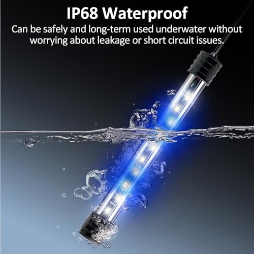 DaToo LED Aquarium Light 3 W Underwater USB Fish Tank Light White and Blue Submersible Aquarium Light 7in - size: White + Blue