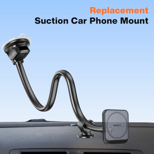 APPS2Car 14'' Gooseneck Arm Mount for Garmin GPS/Car Phone Holder, 17.2mm Ball Joint Replacement Suction Cup Mount for Car Truck Windshield, GPS Holder for Garmin Dezl Nuvi Drive Drivesmart RV