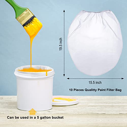 Paint Strainer Bag, 5 Gallon Paint Strainer with Elastic Top Opening White Fine Mesh Filters Bag for Paint Gardening (10 Pieces) - size: 10 Pcs