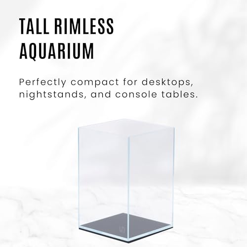 UNS Ultra Clear Rimless Tank - 5.9GAL | 22.5L - 9.84x9.84x14.17 | 25x25x36 CM, 5mm Glass Thickness, Leveling Mat Included - Low Iron, High Clarity Fish Tank w/ 45° Mitered Edge - [25T] - size: [25T] - 5.9 Gal - 9.84 x 9.84 x 14.17 in