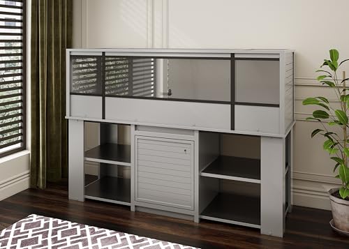 New Age Pet ECOFLEX 72" Wide Large Reptile Habitat, Mojave Lounge for Snakes, Tortoises & Lizards in Maple, Black & Grey, Easy Assembly, Sliding Glass Doors & Mesh Top - color: Grey, size: Jumbo