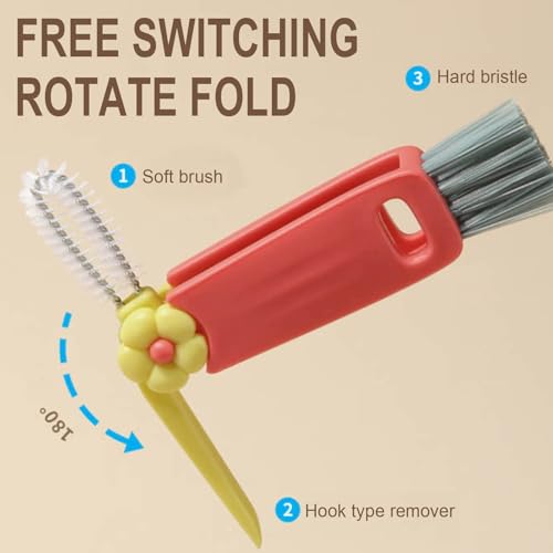 3 in 1 Cup Lid Cleaning Brush, 2024 Upgrade Crevice Cleaning Brush Set for Baby Bottle Gap Tight Spaces Cup, 3 in 1 Multifunctional Cleaning Brush Portable Cup Lid Cleaner with Brush (B2) - color: B2