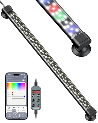 Pawfly Aquarium Light with Bluetooth for Plants, 8W 16 inch Full Spectrum Fish Tank Light for 17-30 inch Fish Tanks, Submersible LED Lights with App Control, Timer Modes & Adjustable Brightness - color: Pro, size: 16 Inch for 17 to 30 Inch Tank