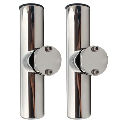 Tripquips 2Pcs Fishing Rod Holder, Rail Mount Fishing Pole Holder, Stainless Tournament Style Clamp on Rod Holder for Rails 3/4" to 1", 7/8" to 1"