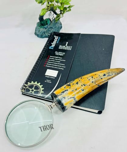 Handcrafted Magnifying Glass with Buffalo Horn Handle Gold Plated Reading Zoom Accessories Birthday for Mom, Dad & Son