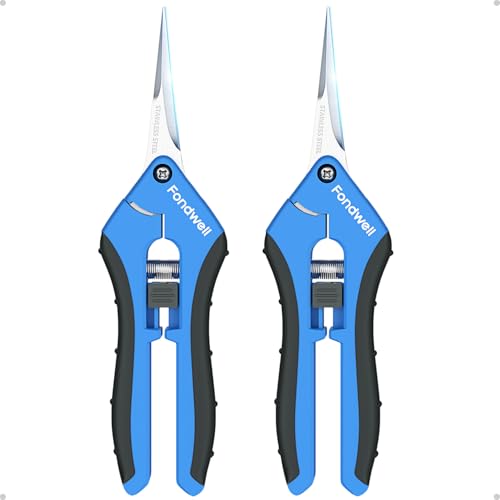 Fondwell 6.5" Garden Shears Trim Scissors: 2 Pack of Pruning Shears for Gardening - Ultra Sharp Garden Clippers with Straight Blades - style: 6.5" Straight*2