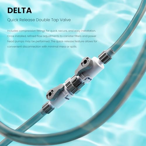 Ultum Nature Systems Delta Quick Release Double Tap Valve for Aquarium Canister Filters (5/8" (16/22mm)) - size: 5/8" (16/22mm)