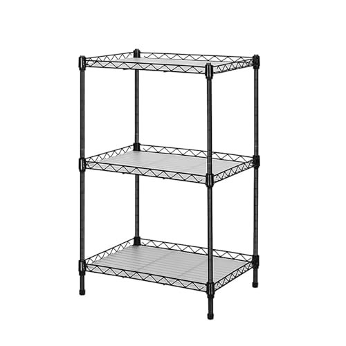 Best 3-Tier Wire Shelving - Black -mini Shelf - Kitchen Storage Shelves, Lightweight countertop Storage Rack Corner Shelf Shelving Adjustable Storage Shelf, 11.8" D x 15.7" W x 31.5" H - size: 3-Black Shelf