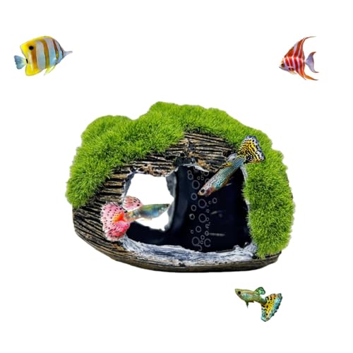 Aquarium Broken Barrel Fish Hide Caves, Cute Cichlids Guppy Small Fish Betta Shrimp Hide Caves Shelter, Fish Tank Shipwreck Themed Hide Hut Hideouts for Small Medium Fish Tank Breed Spawn