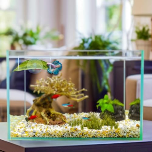Acrylic Betta Hammock Tunnel, Betta Fish Tank Accessories & Aquarium Tunnel Decor, Fish Tank Hideout with Soft Faux Leaf Hammock, Beta Bed Resting Spot for Bettas (S Size — 3.14" × 1.57" OD) - size: S Size — 3.14" × 1.57" OD