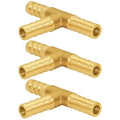 Uenede 3PCS Solid Brass 3/8"OD Barb Tee Splicer Mender Hose Barb Fitting 3-Way Union Intersection for Water/Oil/Gas - size: 3/8" Barb, style: Tee (3 Way)