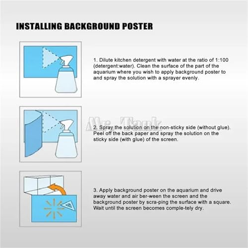 Fish Tank Background 3D Effect Aquarium Background Sticker Static Cling Film Fish Tank(72x20 inch) - size: 72x20 inch