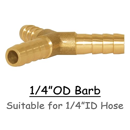 Uenede 3PCS Solid Brass 1/4"OD Barb Fittings Y 3-Way Union Intersection Hose Barb Fitting for Water/Oil/Gas - size: 1/4" Barb, style: Y (3 Way)