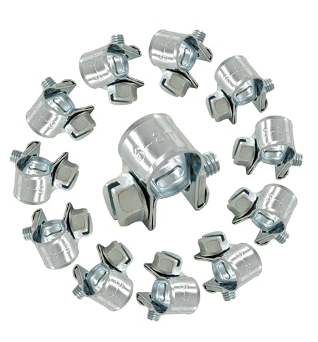 12pcs Gas Line Clamp(6-8mm), Zinc Plated Mini Fuel Hose Clamp Adjustable Tube Clamp for Pipe Fuel Line - size: 6-8mm
