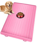 Dog Mat for Food and Water - 39.4" x 27" Large Pet Feeding Mats with Residue Collection Pocket - Waterproof Dog Cat Bowl Mat with High Edges to Prevent Water and Food Spills (Pink, 39.4''x27'') - color: Pink