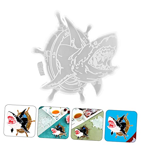 NUOBESTY Shark Coaster Mold Silicone DIY Epoxy Resin Mat for Coffee Tea Easy Release Craft Tool Compatible Resin Materials for Home Decor and Creative Projects