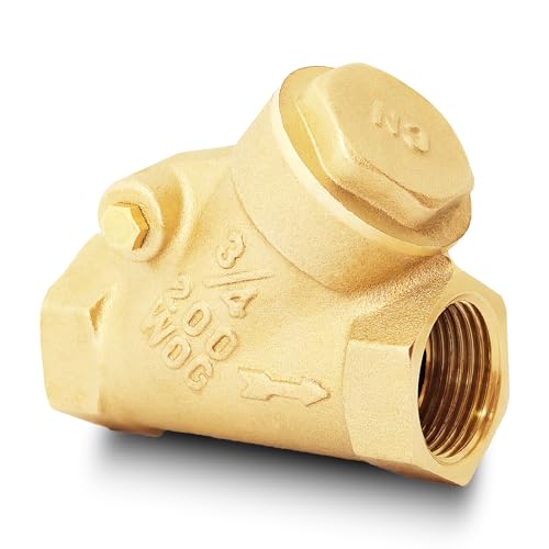 3/4" NPT Brass Y-Type Check Valve, Y Type Non Return Swing Check Valve, Level One Way Counterflow Valve to Prevent the Medium Backflow for Oil Water Gas Air（3/4", DN20） - size: 3/4"-NPT