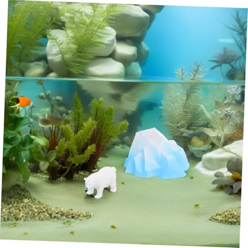 UKCOCO 3pcs Realistic Mountain Aquarium Decor Arctic Iceberg Decorations with Polar Bear Figurine Fish Tank Model Versatile Underwater Landscape Design