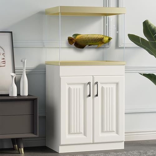 20 Gallon Fish Tank Stand, Solid Wood Aquarium Stands, Cabinet for Fish Tank Accessories Storage, Heavy Duty Breeder Turtle Terrarium Stand Rack for Home Office white 50x30cm - size: 50x30cm