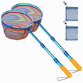 DaddyGoFish Kids Fishing Net - Extendable Telescopic Landing Net for Boy Girl Children Catching Small Fish Crab Shrimp Minnow Dragonfly Beach Pier Lake River Ocean - color: Style 1 (2 Pack, Blue + Blue)