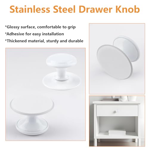 MOROBOR Round Self-Stick Cabinet Knob, 8 Pcs Plastic Auxiliary Drawer Pull Knobs Instant Stick On Push Pull Helper for Windows Wardrobes Cabinets Drawers/White - color: White, size: 1.18Inch