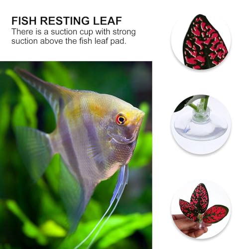 SUPVOX 4pcs Betta Fish Spawning Base Leaf Pads Artificial Aquarium Landscape Leaves Red Simulation Decoration for Fish Tank Habitat