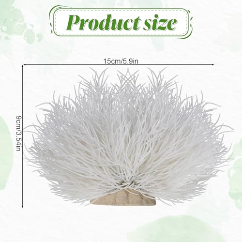 2pcs Aquarium Plants Decorations Artificial Fish Tank Plants Fish Tank Decorations Plastic Fishes Tanks Accessories Small Large Aquarium Decoration Plastic Artificial Plant(White) - color: White
