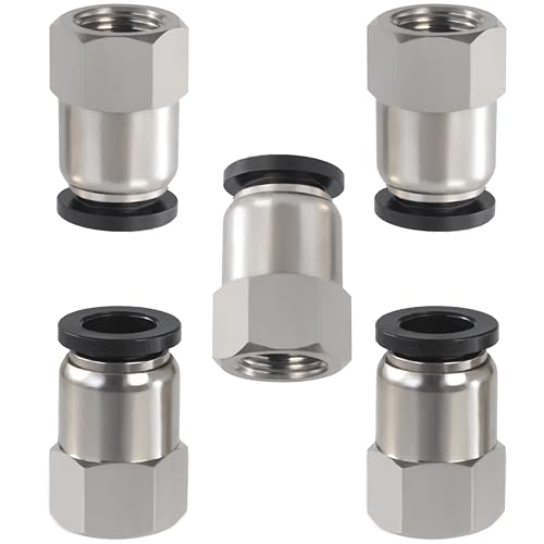 1/2 Air hose fittings, Push to Connect Air fittings Female Straight 1/2 Inch Tube OD x 1/4 NPT Thread Fitting (Pack of 5) - size: OD 1/2 - NPT 1/4, style: Female thread