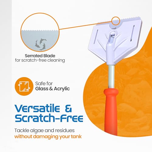 FLIPPER Platinum Hand Algae Scraper – Aquarium Glass and Acrylic Cleaner with Precision Scraper Design, Fish Tank Cleaning Tool for Freshwater & Saltwater Aquariums (28” Rigid Shaft) - size: 28 Inches