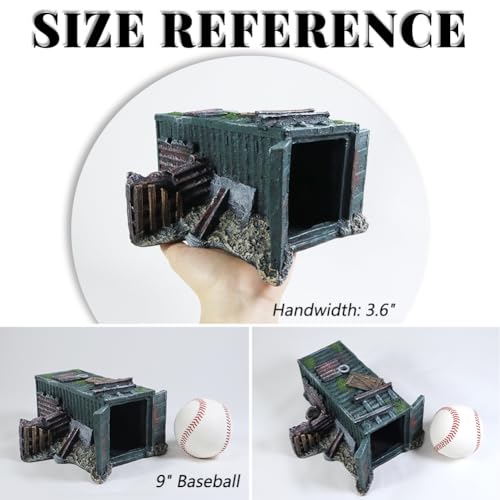 Fish Tank Decorations Container Aquarium Decor Sunken Ruins Betta Fish Tank Accessories witth Big Hole for Fish Sleep Rest Hide and Play - color: Box