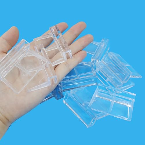 Hordion 20pcs Aquarium Lid Clip, 5mm Clear Acrylic Fish Tank Lid Holder Aquarium Glass Cover Clips for Rimless Aquarium Fish Tank - size: 5mm