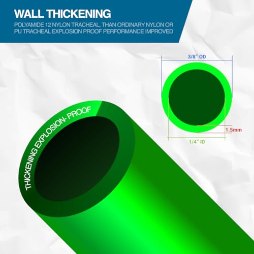 Utah Pneumatic 3/8" DOT Air Line SAE J844 PA12 Nylon Tubing for Air Suspension, Industrial Automation, Workshop Air Systems, Misting & Fluid Transfer, Green - 10 Meters (32.8ft) - color: Green, size: 3/8 inch DOT - 32.8 Feet