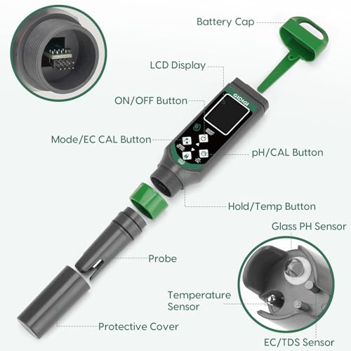 pH Meter Digital Display Color Screen 4 in 1 pH Tester pH EC TDS Temp Water Quality Test Pen Suitable for Home Planting Hydroponics Swimming Pool Drinking Water Brewing Hot Tub NFC DWC - color: Green 4 in 1