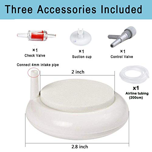 Nano Aquarium Air Stone Kit Fish Tank Bubbler High Oxygen Diffuser Air Stone Disk for Hydroponics Aquarium Shrimp Betta Tank - size: 2inch with 78.7inch airline tube