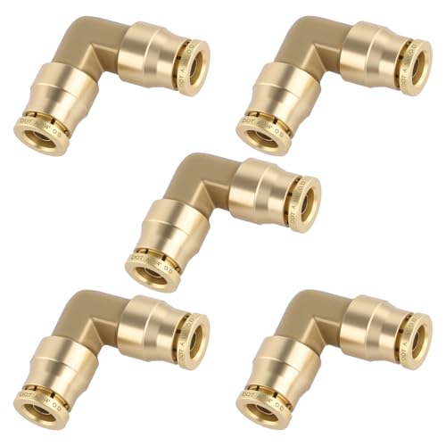 1/4" Quick Push to Connect Fittings Brass 90 Degree Union Swivel Elbow Joint DOT Approved 1/4 inch Tube OD Air Line Adapter Air Suspension Kit for Car Truck Trailers and Air Brake System 5pcs - size: 1/4" OD 5PCS, style: Elbow