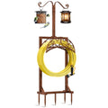 Garden Hose Holder - Upgraded Water Hose Holders for Outside with 5 Spikes & 2 Shepherds Hooks, Freestanding Hose Stand Hose Hanger Hose Storage Hose Reel Rack for Yard Lawn(Antique Bronze) - color: Antique Bronze