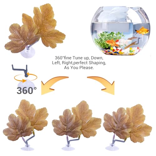 Betta Fish Hammock - Dual Leaf Design with Strong Suction Cups, Non-Toxic Durable Material for Spawning & Resting, Natural Aquarium Decor for Beta Fish Tanks (Orange, 3) - color: Orange, size: 3