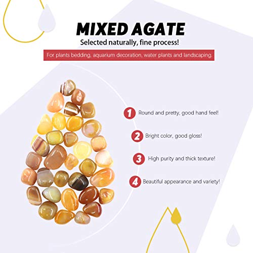 Hilitchi Yellow Agate Stone Tumbled Stones for Plants Cacti & Succulents Bedding, Vase Filler, Landscape Bottom Decoration (About 1lb(455g)/Bag) - color: Yellow Agate, size: 17-25mm (0.67"- 0.98")