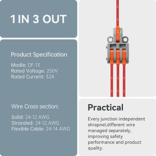 10Pcs Mini Electrical Wire Connectors, DIY Splicing into 4/6/8/9/10 Way Quick Connector Terminal Blocks (1 in 3 Out, Nylon) - style: 1 in 3 out, nylon