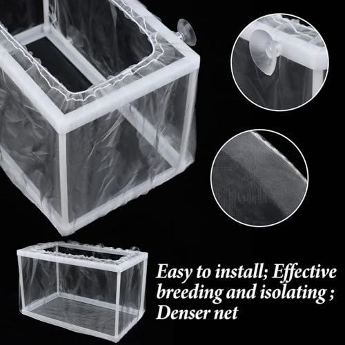 Aquarium Breeding Box - Mesh Box Fish Breeding Tanks, Aquarium Breeder Box, Fish Fry Hatchery, Juvenile Separation Net with Suction Cups, Nursery for Guppy Shrimp - color: large