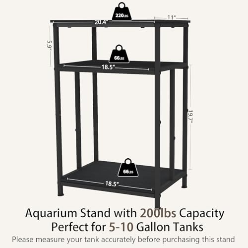 Fish Tank Stand, 3-Tier Aquarium Stand Reptile Tank Stand Heavy Duty Terrarium Stand for Home Office, Black, 5-10 Gallon - color: Black, size: 5-10 Gallon
