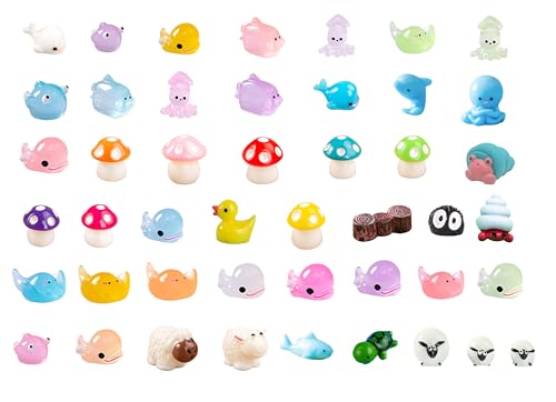 Mini Ocean Resin Animals, Aquarium Ornaments Decorations, Tiny Miniature Sea Animals Marine Miniature Animals for DIY Fish Tank/Easter Eggs/Christmas Decorations （46PCS