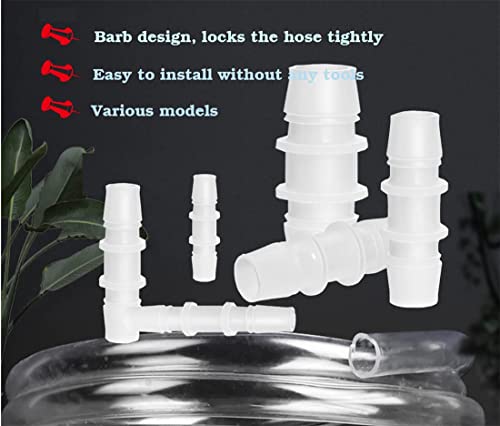 30Pcs Hose Barb Fittings Kit, Pipe Connector Joint Splicer Mender Adapter Union for Aquarium Adapter Gas Liquid Air, for Hose ID 5/32",7/32",3/16",5/16",7/16",3/8",5/8",1/4", 3/4", 1/2"(10 sizes)