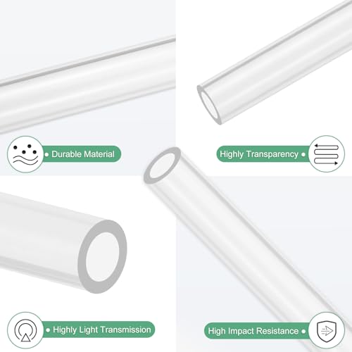M METERXITY 4-Pack Clear Rigid Acrylic Pipe, 8mm[0.31"] ID x 12mm[0.47"] OD Plastic Round Tube for Water Cooling System/Lamps/Fountains/Aquariums/Display Stand, Acrylic Tubing [305mm/12IN] - size: 8mm ID x 12mm OD