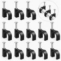 Easytle Plastic Cable Clamps Nail in Cable Clips 100 Pcs 10mm Cable Wire Clips Cable Tacks Coax Cable Clips Speaker Wire Clips Cable Nails for Cords Ethernet Cable Clips Black RG6 RG59 CAT6 RJ45