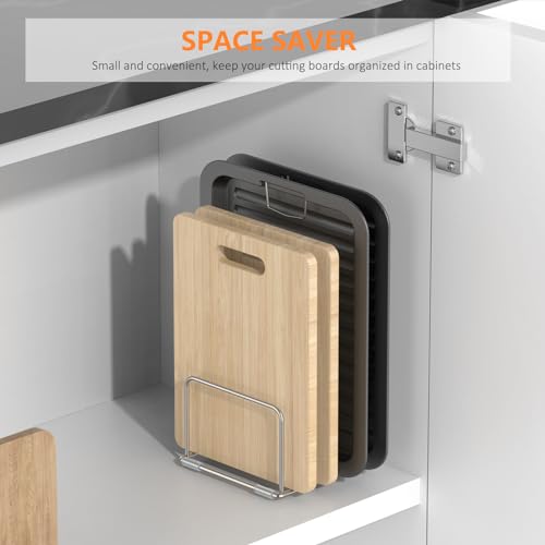 KORRTFID Cutting Board Holder Stand, Chopping Board Storage Rack, Cutting Board Organizer, 304 Stainless Steel Chopping Board Holder, Cookie Sheets Organizer 1.0+1.2 Inch Width Slots(Large) - size: 1.0+1.2 in Slot