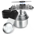 Magnetic Measuring Cups and Spoons Set, Strong N52 Magnets, Heavy Duty 304 Stainless Steel Fits in Spice Jars for Baking & Cooking, BPA Free, Round Set of 15 with Leveler Black - color: 7Pcs Measuring Cups & 8Pcs Spoons Set of 15(Black)