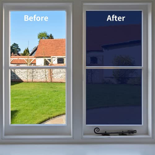 Niviy One Way Window Film Daytime Privacy Mirror Effect Reflective Window Tint for Home Self Adhesive UV Sun Blocking Heat Control Glass Door Films 17.5 x 78.7 inches Blue Silver - color: Blue-silver, size: 17.7" X 78.7"