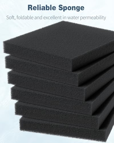 Pawfly 6 Pack Aquarium Bio Sponge Fitler Media, 6.3" x 5.5" x 0.8" Cut-to-Size Foam 40 PPI Aquarium Filter Media Pad Inserts for ML350